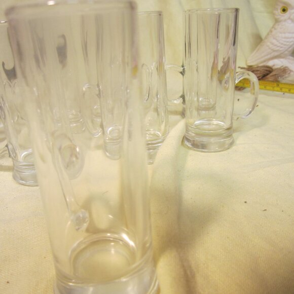 UNIQUE VTG SHOT GLASSES SET OF 8 CLEAR, TALL W/HANDLE - Picture 4 of 6